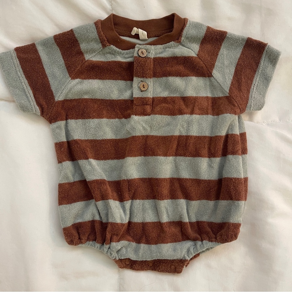 Quincy Mae 0-3M Stripe Bubble Jumper 🤎